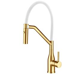 смеситель для кухни hans h817.082 золото сатин, белый в Алматы фото № 1