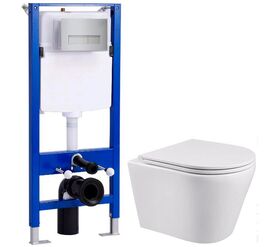 унитаз с инсталляцией 5в1 hans hs-053tq h5108-0201, прямоугольная хром клавиша в Алматы фото № 1