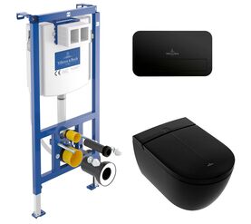 унитаз с инсталляцией 5в1 villeroy&boch viclean-i100 v0e100s0 viconnect 92242700 922490an, черная в Алматы фото № 1