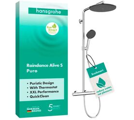 Душевая система hansgrohe raindance alive s puro 300 1jet 24592000, с термостатом ecostat element, хром в Алматы фото № 1
