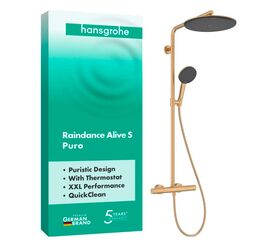 Душевая система hansgrohe raindance alive s puro 300 1jet 24592140, с термостатом ecostat element, бронза в Алматы фото № 1