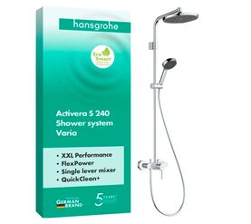 Душевая система hansgrohe activera s 240 1jet ecosmart varia 28875000, хром в Алматы фото № 1