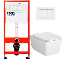 унитаз с инсталляцией 5в1 tece 9400407 vitra metropole 5671b003-0075, белая клавиша now 9240400 в Алматы фото № 1