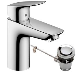 смеситель для раковины hansgrohe logis 100 71171000 со сливным гарнитуром, хром в Алматы фото № 1