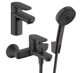 Набор смесителей hansgrohe 3в1 vernis blend 71440670 71551670 с лейкой pulsify select s, черный матовый в Алматы фото № 1