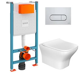 унитаз с инсталляцией 5в1 vitra zentrum s 7484b003-0075 безободковый, v-fix core 800-1873, root round 740-2280 в Алматы фото № 1