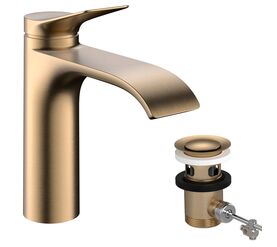 смеситель для раковины hansgrohe vivenis 75023140 coolstart с донным клапаном, бронза матовый в Алматы фото № 1