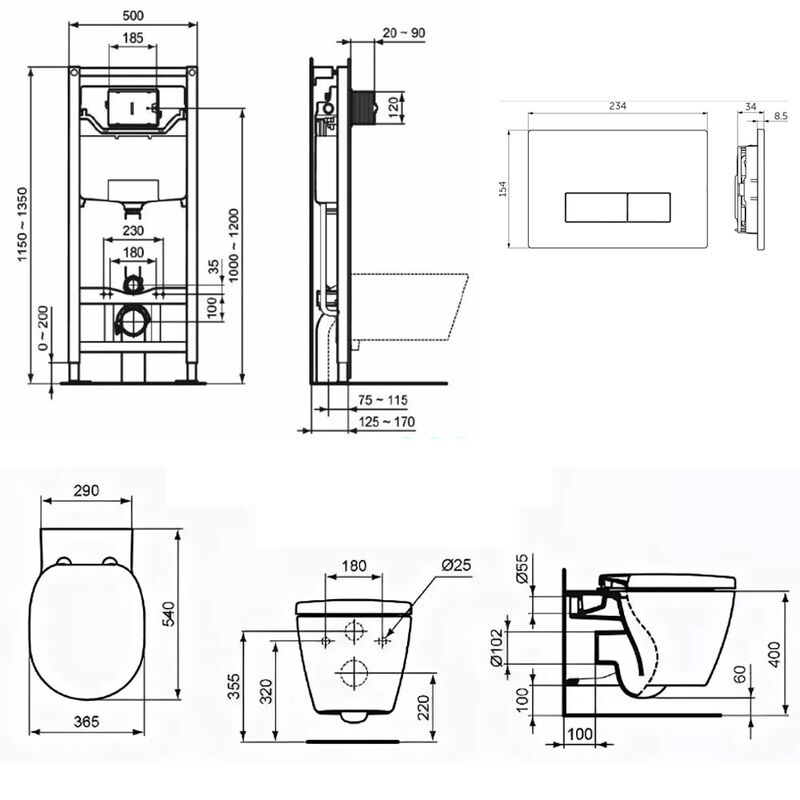 унитаз с инсталляцией 4в1 ideal standard connect e047901 r020467 m2 r0121a6 в Алматы фото № 2