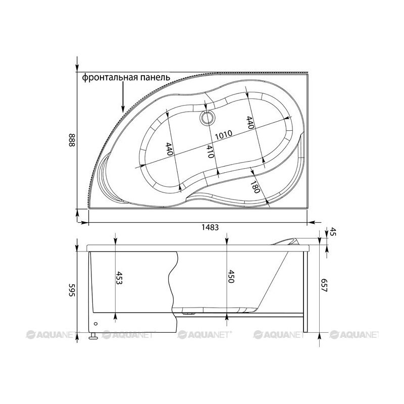 Ванна акриловая aquanet 150x90 graciosa 203940 l с каркасом в Алматы фото № 4