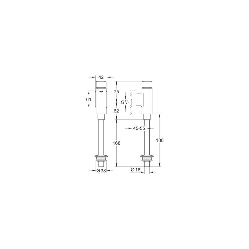 Внешнее смывное устройство для писсуара нажимное grohe rondo 37339000 в Алматы фото № 2