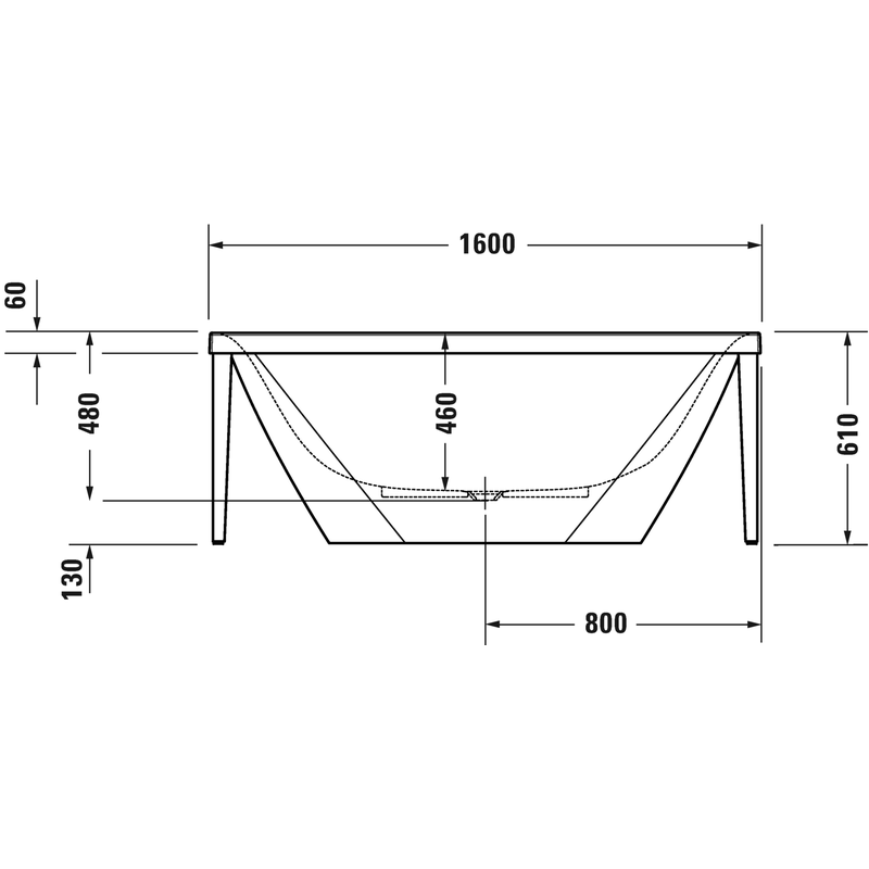 Ванна акриловая duravit xvui 700444000b20000 160 x 80 см отдельностоящая, черный матовый в Алматы фото № 3