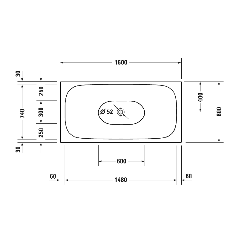 Ванна акриловая duravit xvui 700444000b20000 160 x 80 см отдельностоящая, черный матовый в Алматы фото № 4