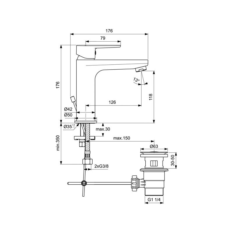 смеситель для раковины ideal standard cerafine o bc496аа в Алматы фото № 2