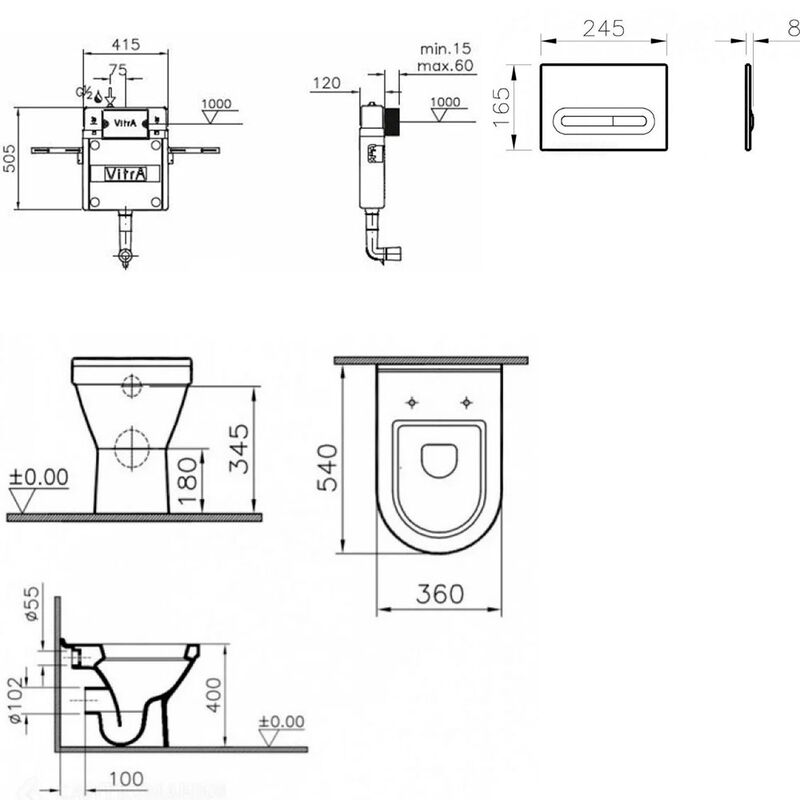 унитаз с инсталляцией 4в1 vitra s50 5323b003-0075 762-1740-01 lift 740-0780 в Алматы фото № 2