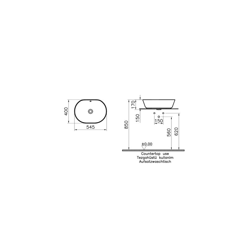 раковина накладная vitra geo 7427b003-0012 55см в Алматы фото № 3