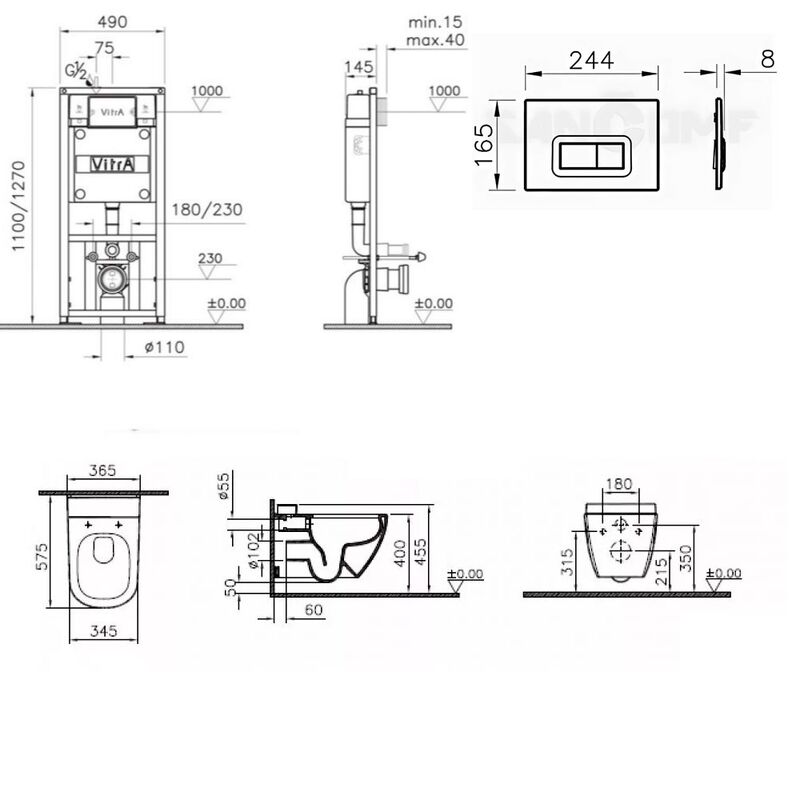 унитаз с инсталляцией 4в1 vitra d-light 5911b003-1086 slim lift 762-5800-01 740-0680 в Алматы фото № 2