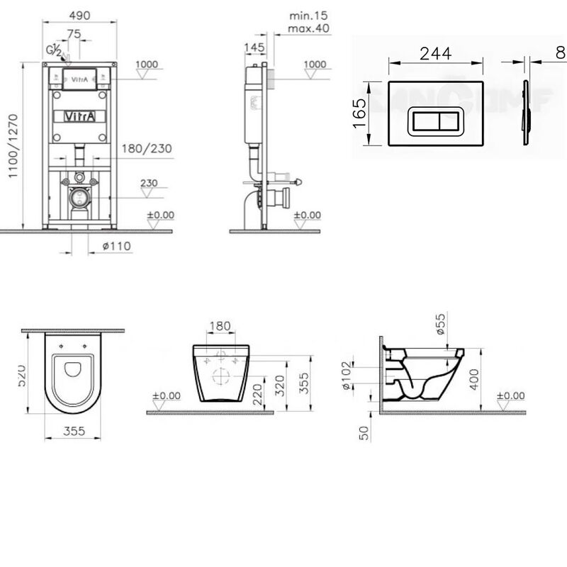 унитаз с инсталляцией 4в1 vitra s50 5318b003-0850 lift 762-5800-01 740-0680 в Алматы фото № 2