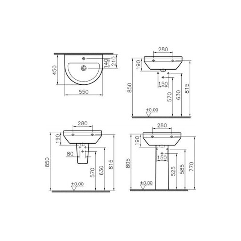 раковина vitra s50 5301b003-0001 55 см с пьедесталом в Алматы фото № 2