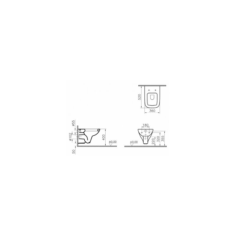 унитаз подвесной vitra s20 5505b003-0101 48см с крышкой дюропласт (комплект) в Алматы фото № 3