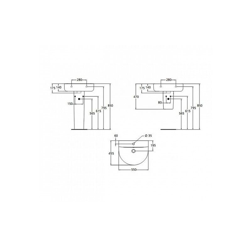 раковина подвесная ideal standard connect arc e785401 55см на полуножке в Алматы фото № 3
