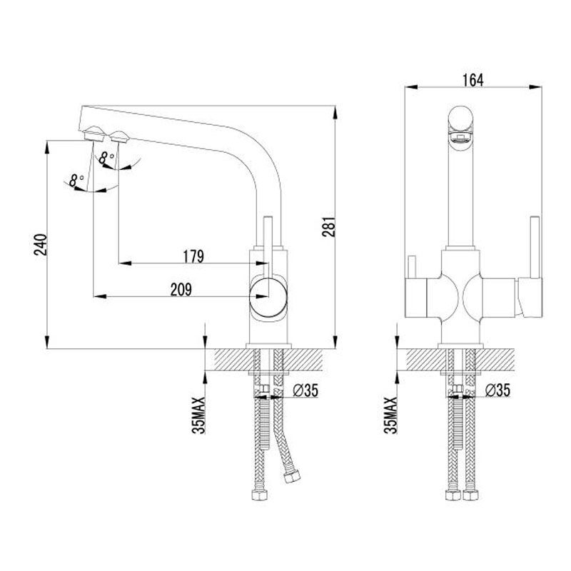 Lm3061c comfort смеситель для кухни, с дополнительным подключением к фильтру для питьевой вод хром в Алматы фото № 2