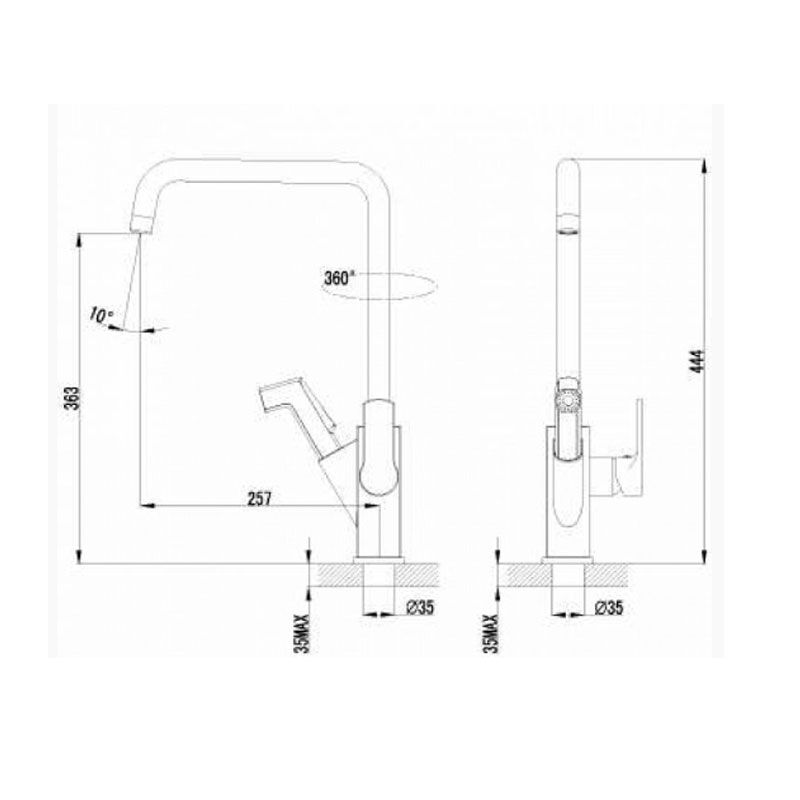 Lm6003c соул смеситель для кухни с поворотным изливом и вытяжной лейкой, хром в Алматы фото № 2