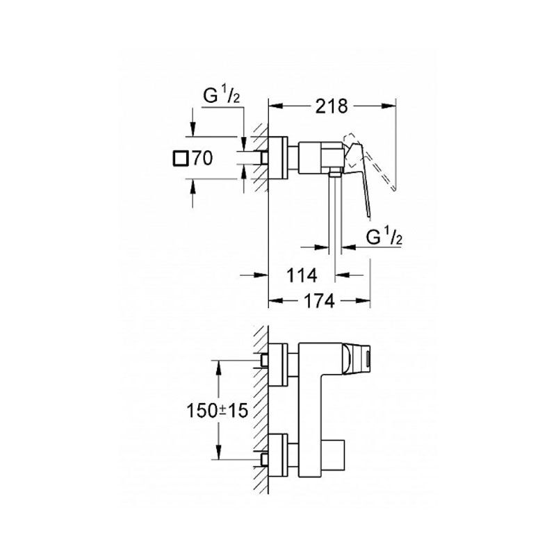 смеситель для душа grohe eurocube ohm 23145000 в Алматы фото № 2