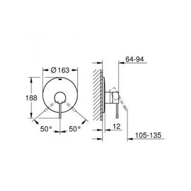 Встраиваемый смеситель grohe essence 19286001 для душа в Алматы фото № 2