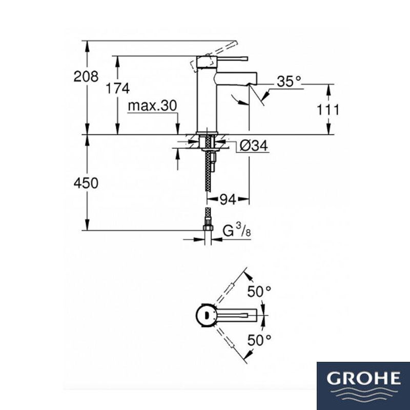 смеситель однорычажный 34294001 grohe essence для раковины в Алматы фото № 2