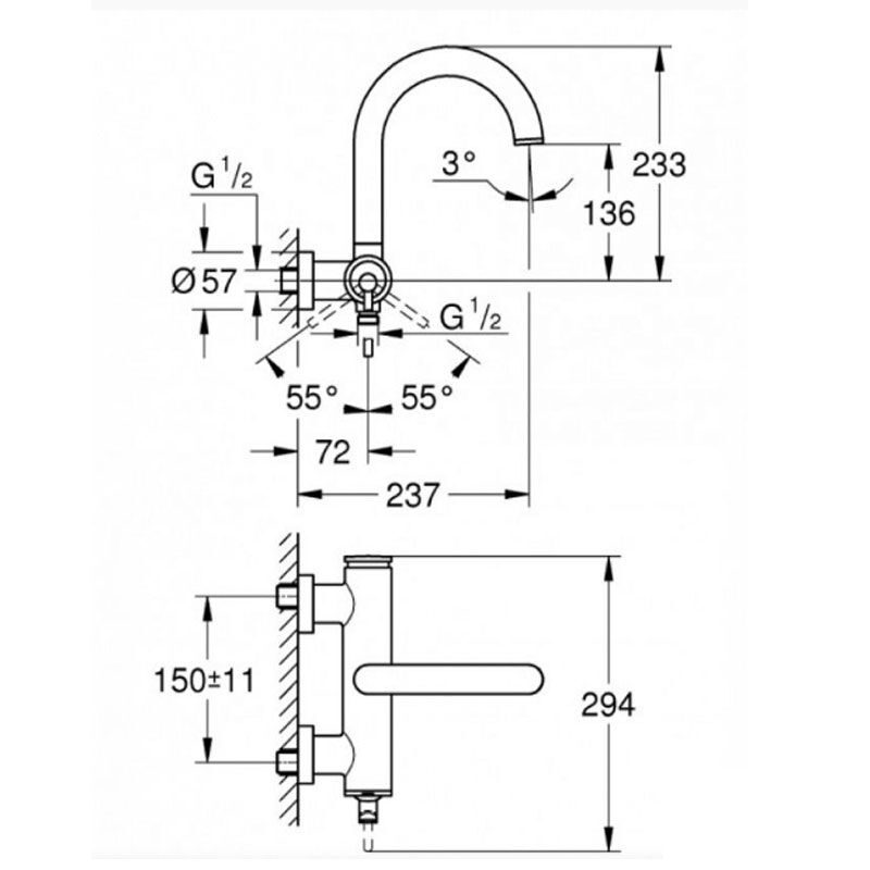 32652003 grohe atrio смеситель однорычажный для ванны, dn 15 в Алматы фото № 2