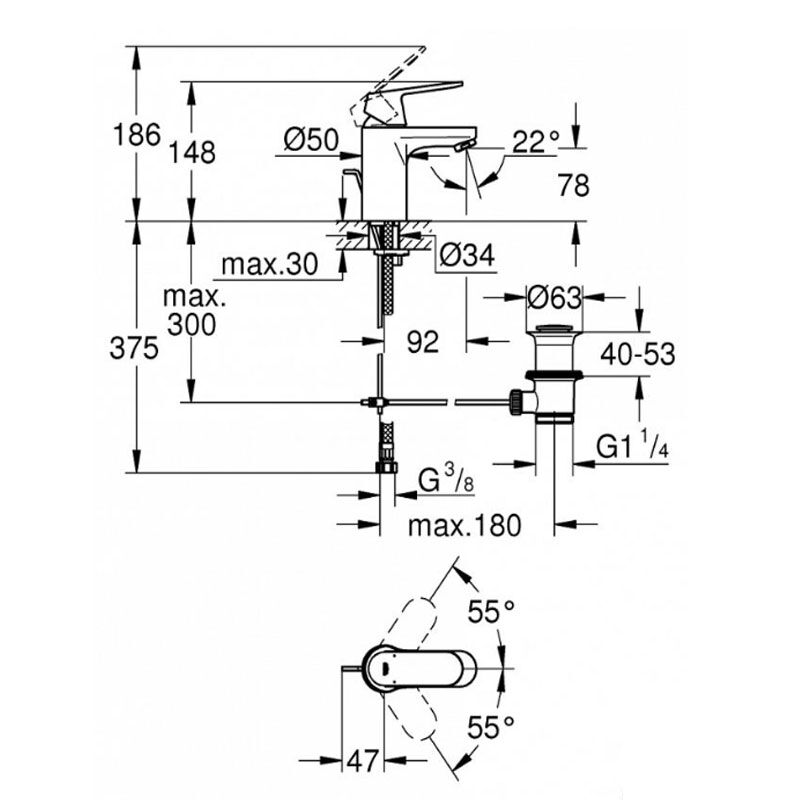 смеситель для раковины grohe eurosmart cosmopolitan 32825000 в Алматы фото № 3