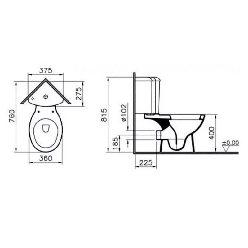 унитаз напольный угловой vitra arkitekt 9754b003-7200 комплект в Алматы фото № 3