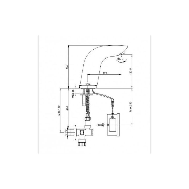 сенсорный смеситель eca auto/photocell 102 108 234 для раковины в Алматы фото № 2