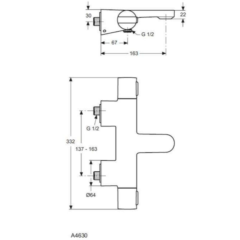 термостатический смеситель ideal standard ceratherm 200 new a4630aa в Алматы фото № 2