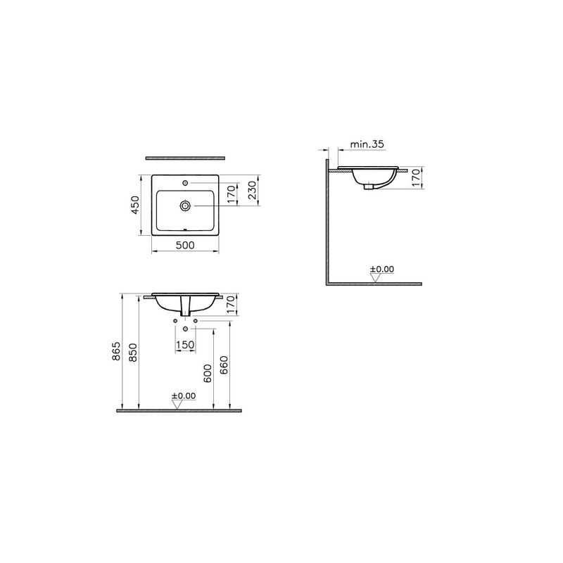 раковина на столешницу vitra s20 5464b003-0001 50 см в Алматы фото № 2