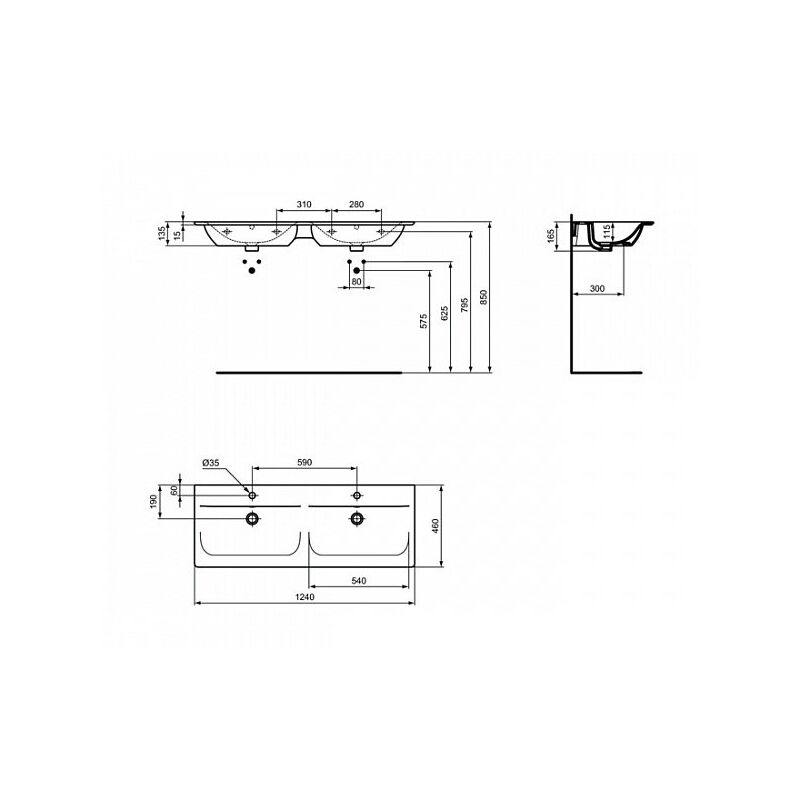 раковина на столешницу ideal standard connect air e027301 124х46 см в Алматы фото № 3
