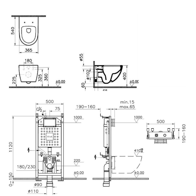 унитаз с инсталляцией 4в1 vitra sento 9830b003-7207 в Алматы фото № 3