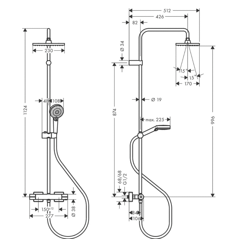 Душевая система hansgrohe vernis shape 26286670 230 термостат в Алматы фото № 2