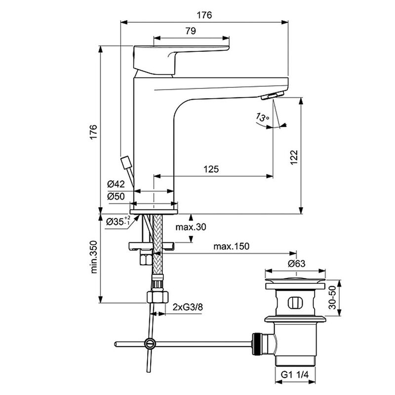 смеситель для раковины ideal standard cerafine o bc699xg черный матовый в Алматы фото № 3