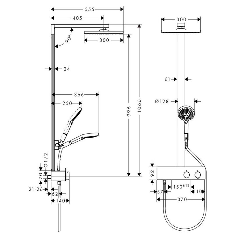 Душевая система hansgrohe showerpipe raindance e 27361000 термостат в Алматы фото № 2