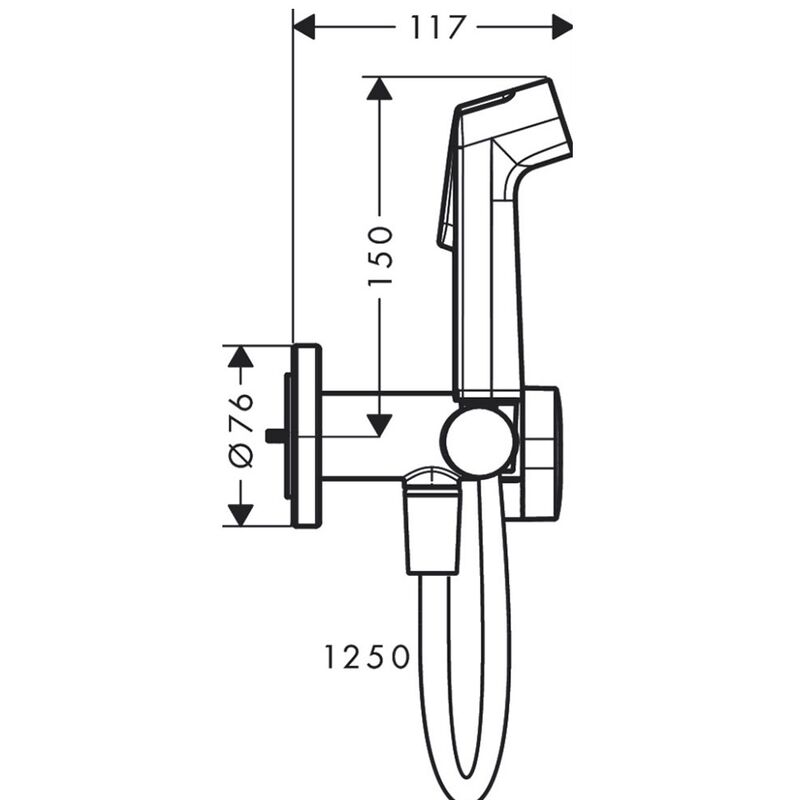 Гигиенический душ hansgrohe bidette s 29232670 125 черный в Алматы фото № 2