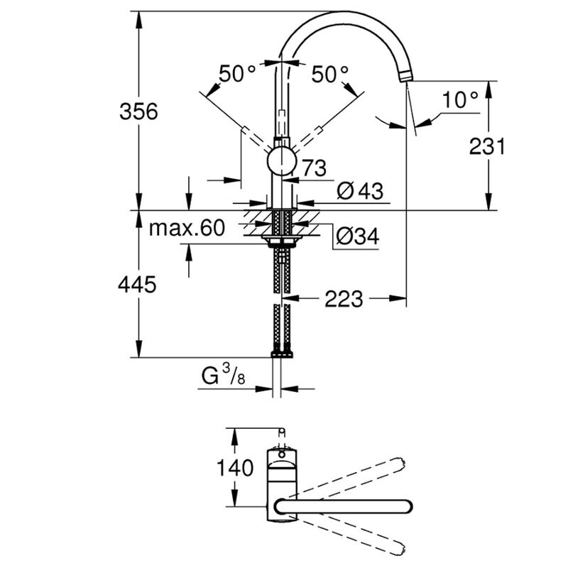 смеситель для кухни grohe vento 30427000 в Алматы фото № 2