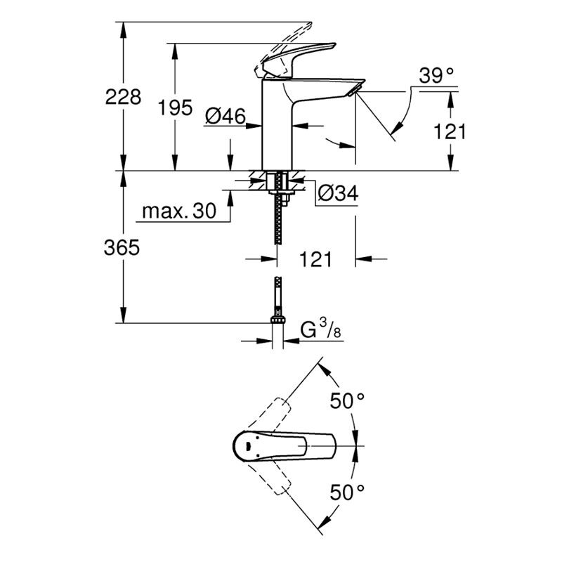 смеситель для раковины grohe eurosmart 23324003, хром в Алматы фото № 2