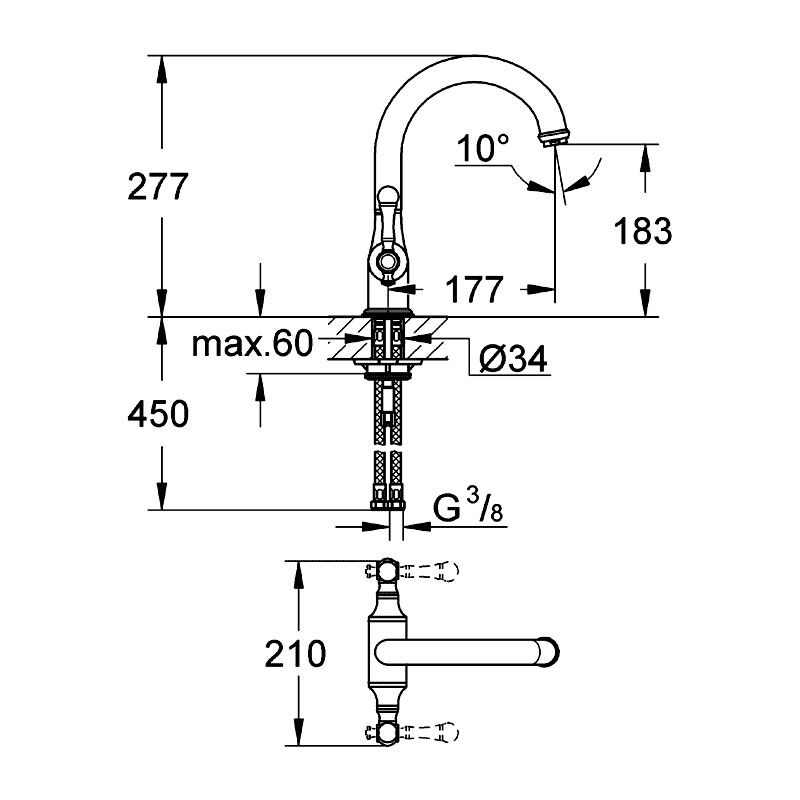 смеситель для кухни grohe bridgeford 30188000, хром в Алматы фото № 2