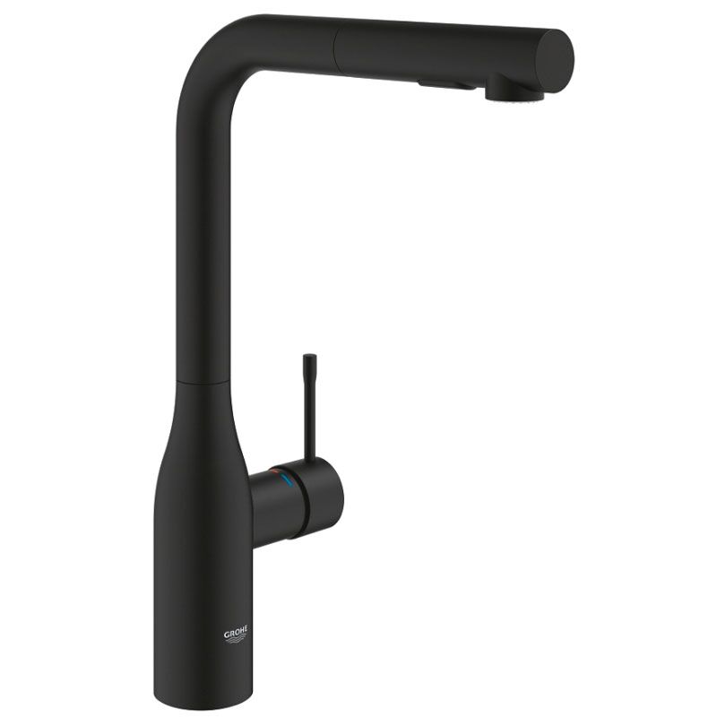 смеситель для кухни grohe essence 30504kf0, выдвижной излив, черный в Алматы фото № 1