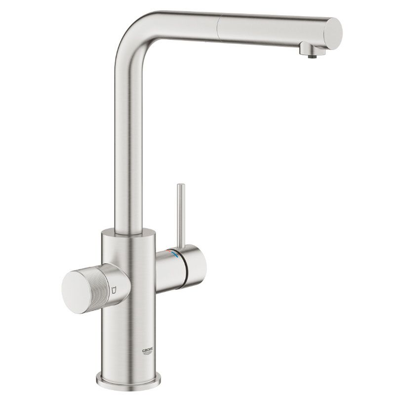 смеситель для кухни grohe blue pure minta 30590dc0, выдвижной излив, суперсталь в Алматы фото № 1