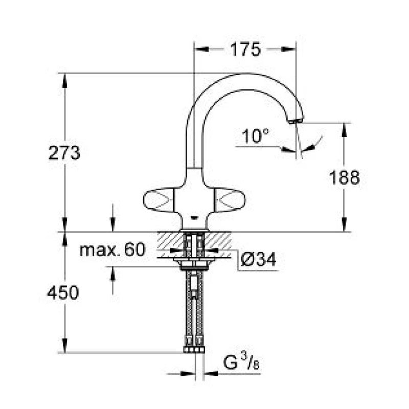 смеситель для кухни grohe aria 31043000, хром в Алматы фото № 2