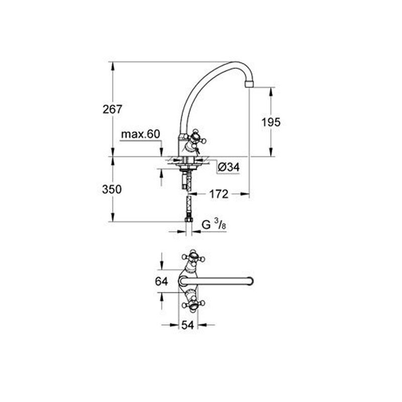 смеситель для кухни grohe arabesk 31703000 с цепочкой, хром в Алматы фото № 2