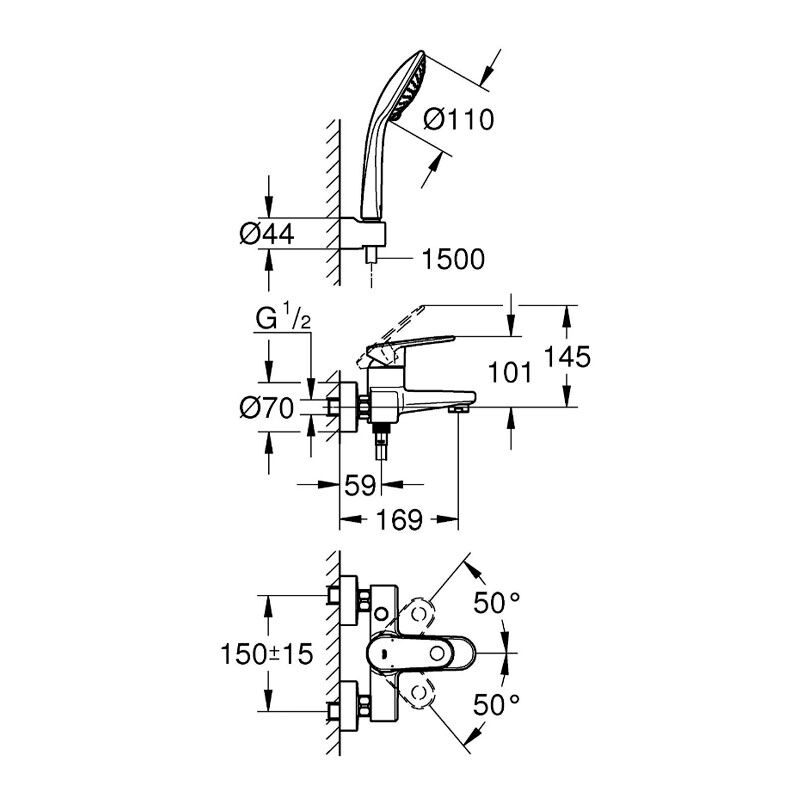 смеситель для ванны grohe europlus 33547002, хром в Алматы фото № 2