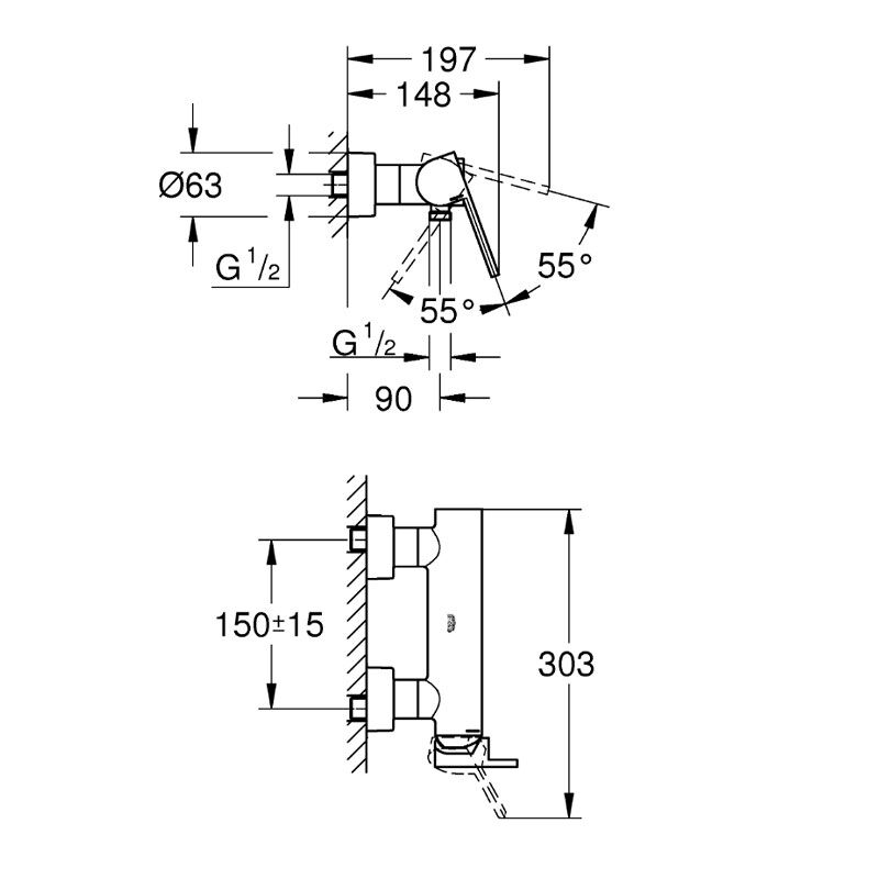 смеситель для душа grohe plus 33577003, хром в Алматы фото № 3